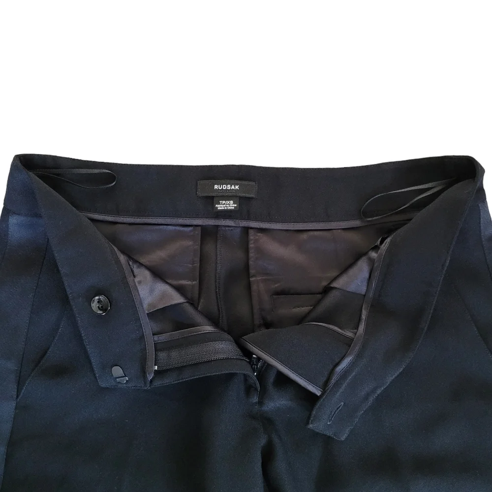 Rudsak Tuxedo Dress Pants Satin Side Stripes Slim Fit Cropped - Picture 6 of 11